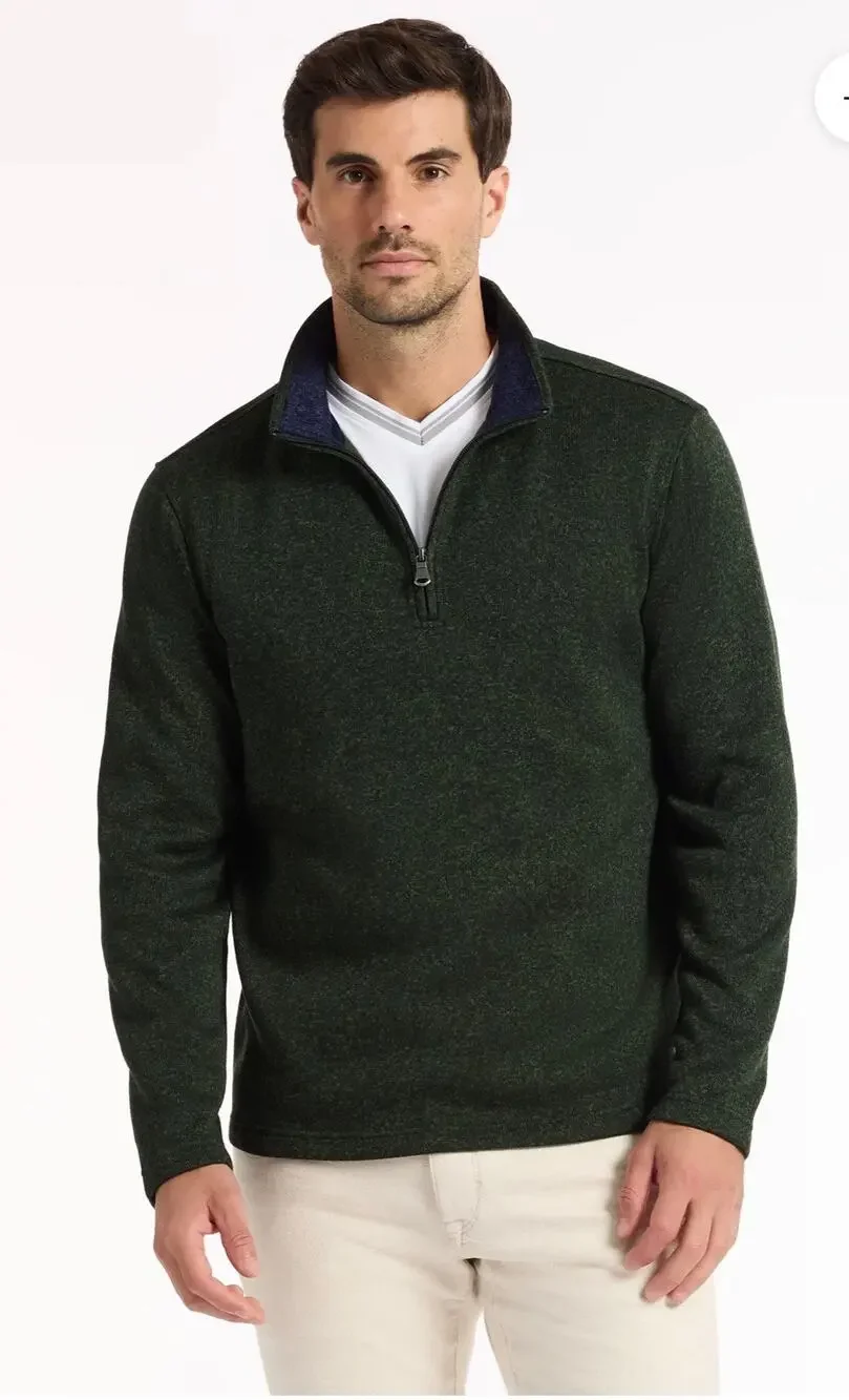 Robert Graham Kenwood Long Sleeve Quarter Zip Sweater Forest Green S
